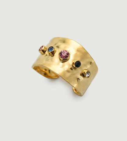 Wide Plate Colorful Zircon Ring